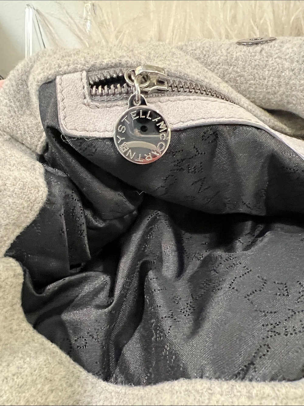 Stella McCartney Falabella Gray Faux Fur Shoulder Bag - Picture 13 of 14